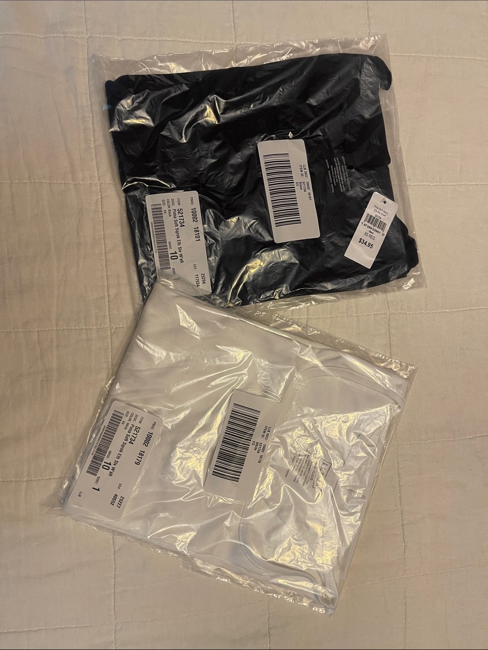 L.L. Bean Square Neck, Short Sleeve Tees - Black and White